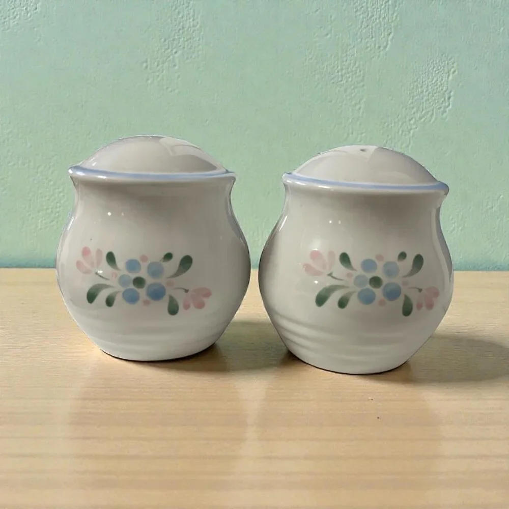 Vintage Fascina Japan Salt & Pepper Shaker Set Floral Ceramic